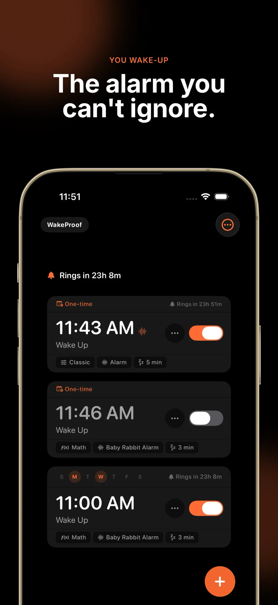The Wakeproof alarm screen shown in the version 3 App Store artwork